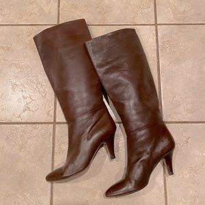 Vintage Brown Leather Boots with Fold-over Top